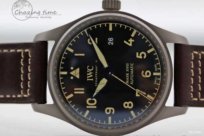 MIROTIME 0315 Mark XVIII IW327006 Titanium M+F 1:1 Best Edition Black Dial on Brown Leather Strap A Efficient 7052